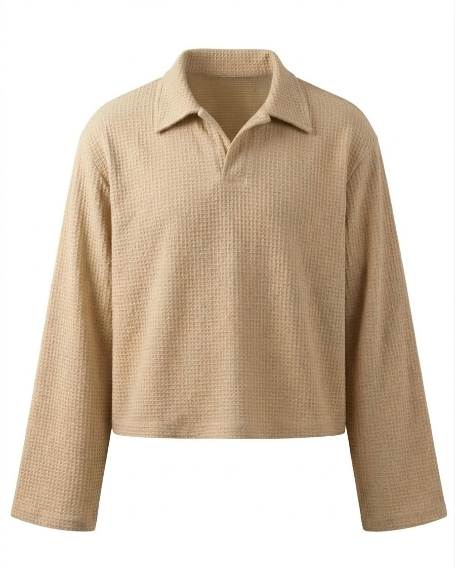 WAFFLE KNIT POLO: EARLY MORNING