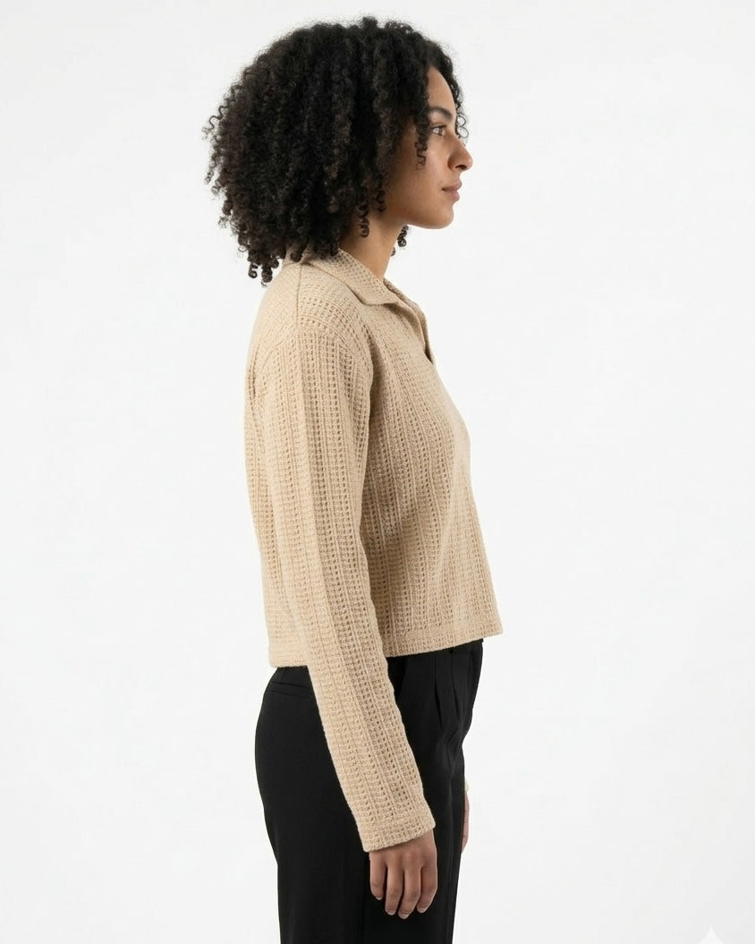 WAFFLE KNIT POLO: EARLY MORNING
