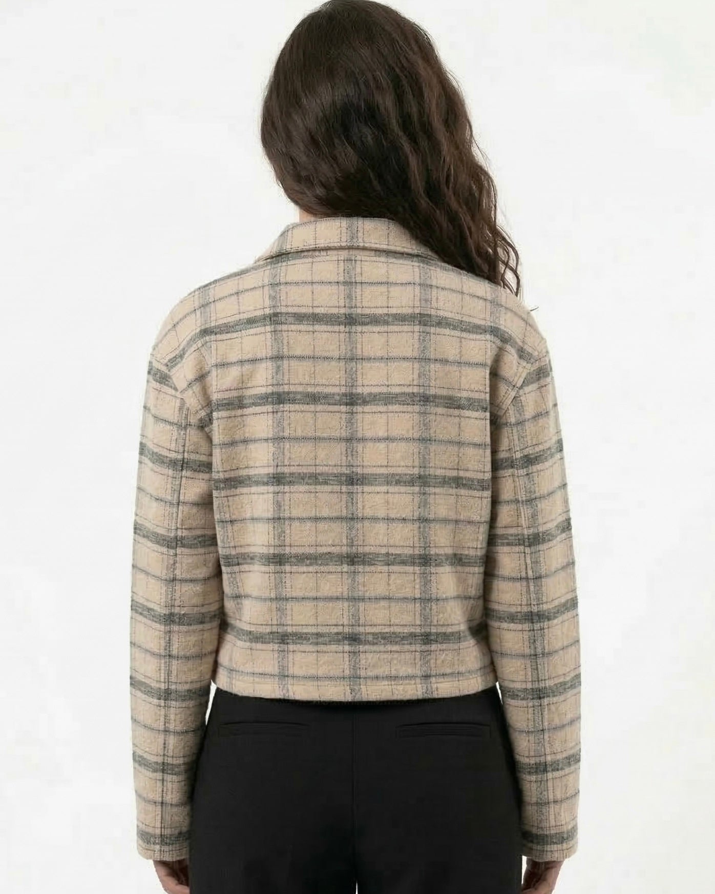 LONG SLEEVE POLO: STONE GRID