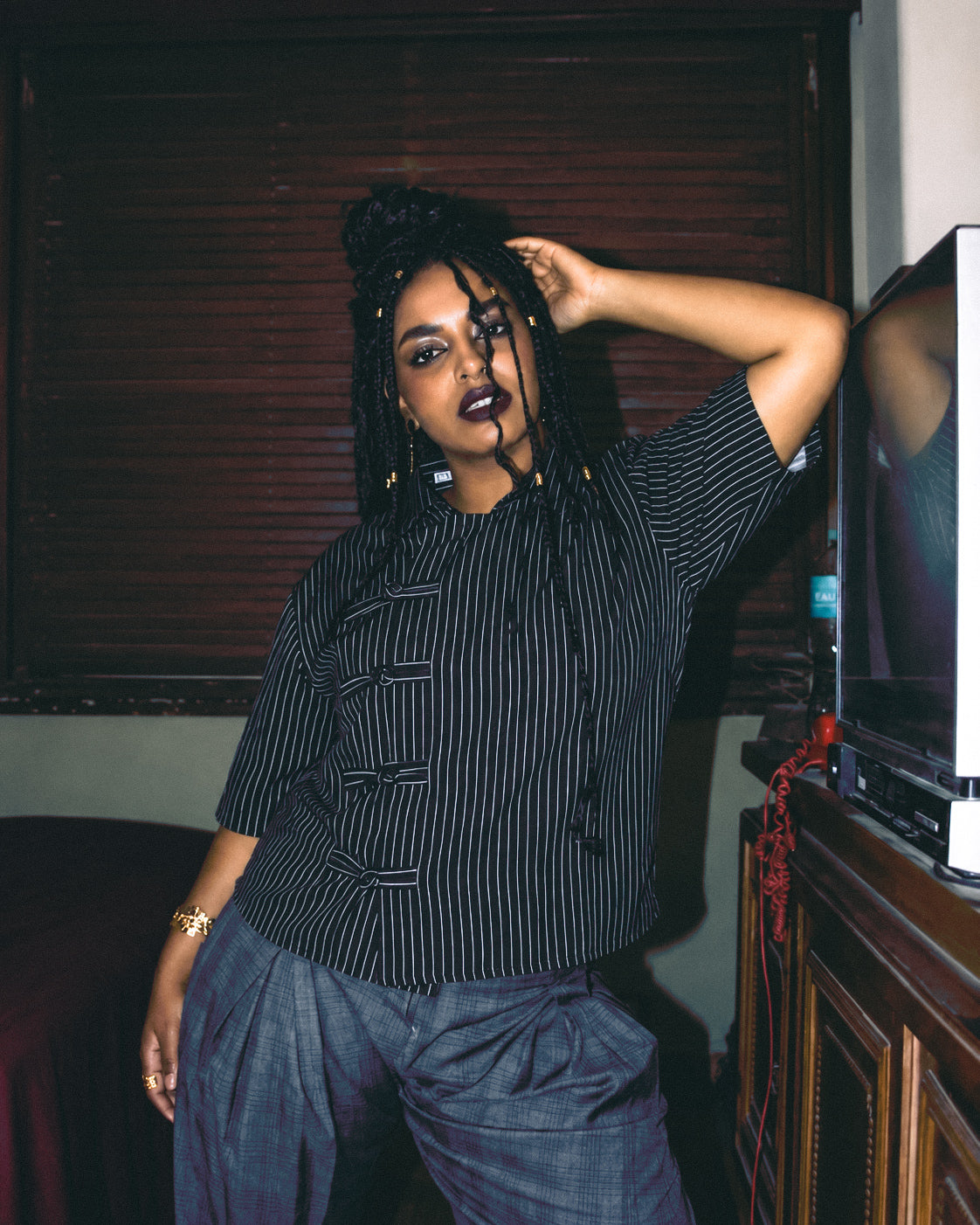 HĒISÈ STRIPED PANKOU SHIRT
