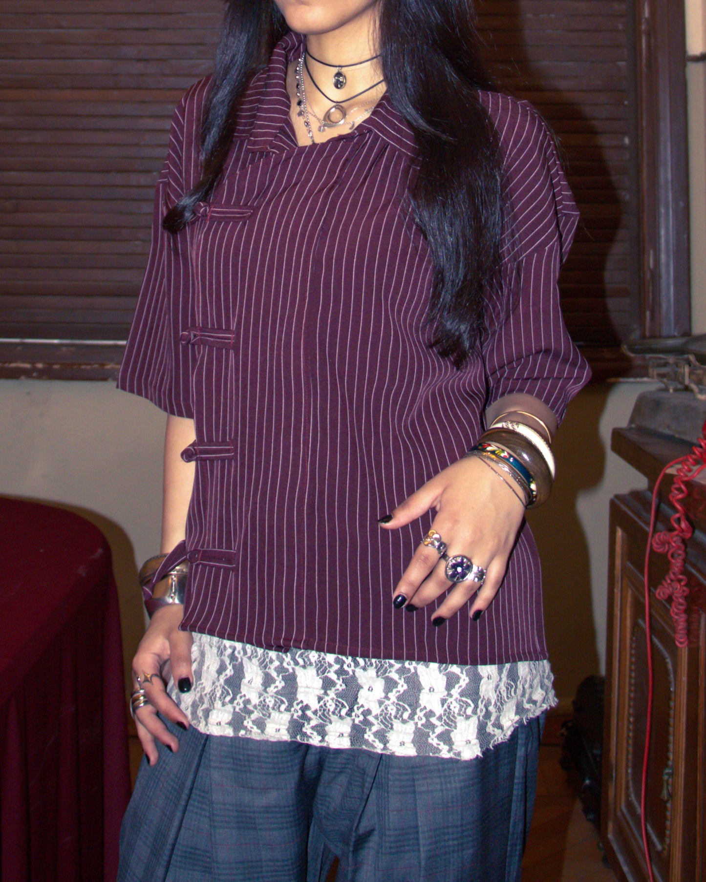 JIǓ HÓNG STRIPPED PANKOU SHIRT
