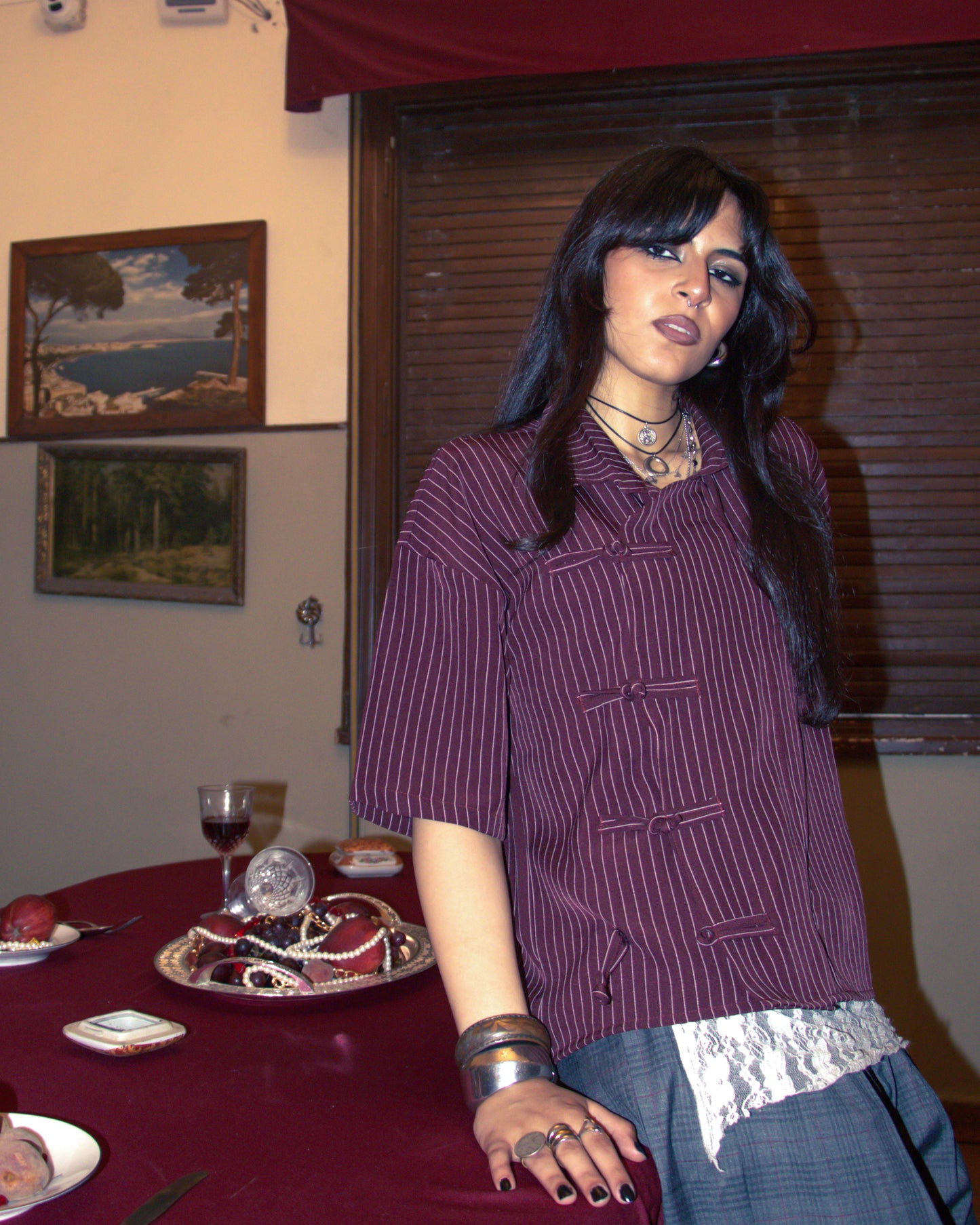 JIǓ HÓNG STRIPPED PANKOU SHIRT